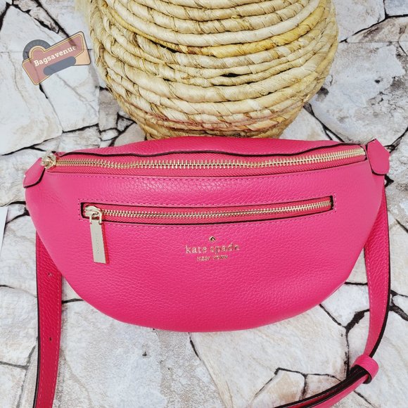 🧡 #bagsavenue fast ship leila belt bag pink bikini pebbled leather kate spade